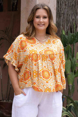 Pamela dress in sunset mosaic