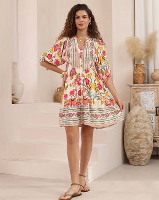 La Vie En rouge floral baby doll dress