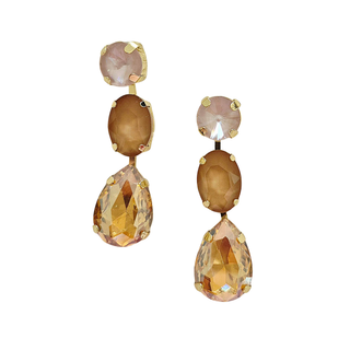 Triple gem earrings in brown