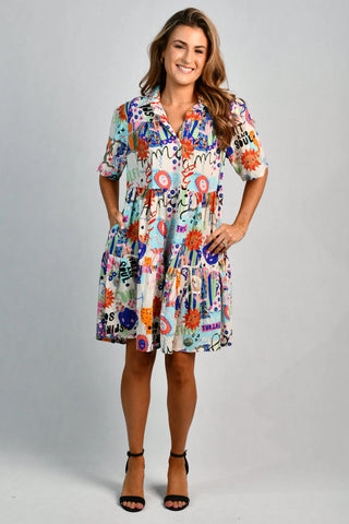 victoria dress in summer scribble