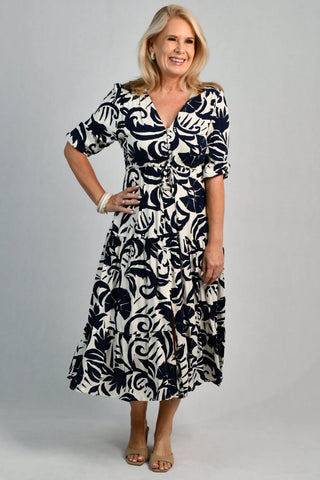 Pamela midi dress in nautilus navy