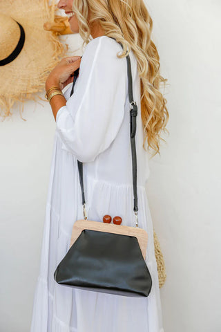 Vintage style timber framed clutch