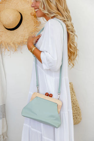 Vintage style timber framed clutch