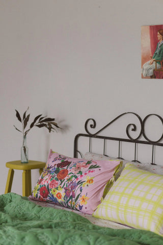 Rainbow floral pink pillowcase set