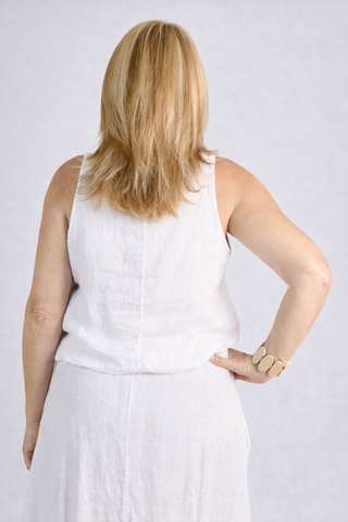 Milan linen tank in white