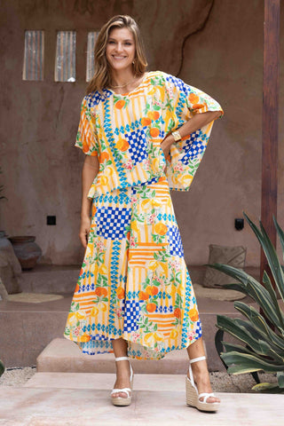 Sydney wide leg pant in capri print