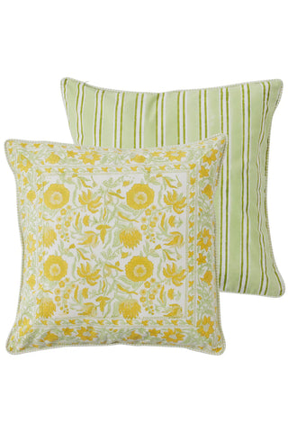 Marigold cotton block print cushion