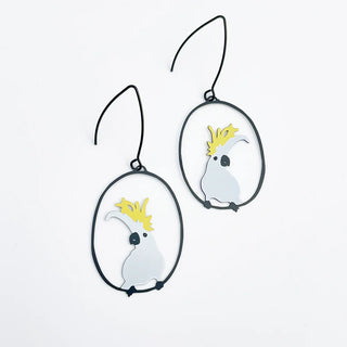 Denz + Co Sulphur crested cockatoo earrings