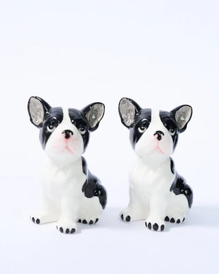 Frenchie set 2 ceramic salt and pepper shakers