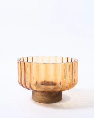 Mardin wood footed glass bowl small