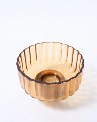 Mardin wood footed glass bowl small