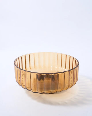 Mardin wood footed glass bowl in Amber Large