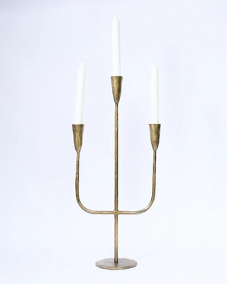 Hand forged iron candelabra in brass