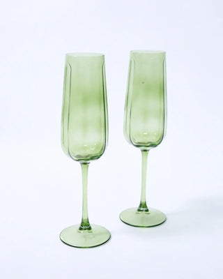Studio set 2 glass flute in olive