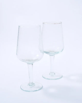Hand blown hammered  wine glass set 2