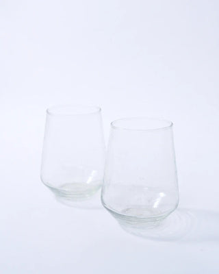 Hand blown hammered  tumbler in clear set 2