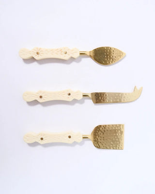 Grace set 3 brass cheese knives