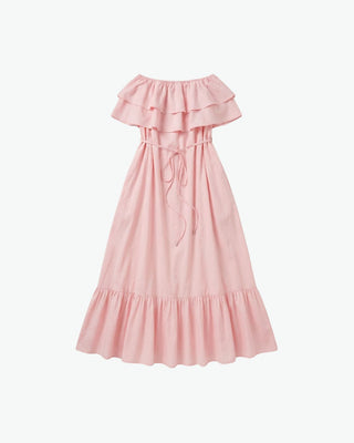 Pink Cotton dress with Frill
