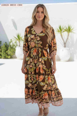 Carmin midi dress in chocolate