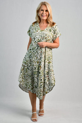 Great harbour dress in paisley green