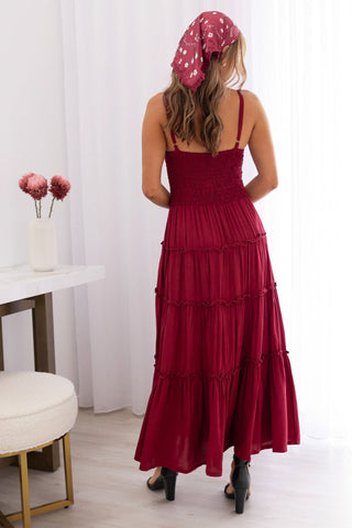 Traveller maxi dress in burgundy