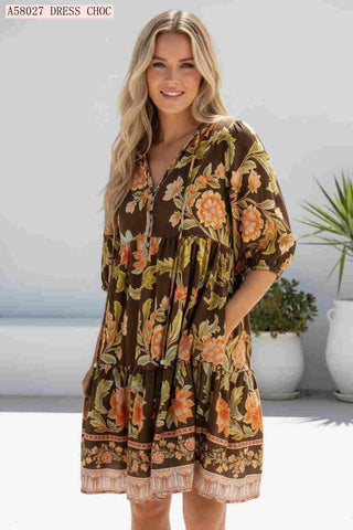 Carmin short dress in chocolate