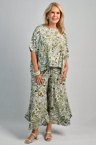 Sydney wide leg pant in paisley green