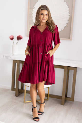 Victoria dress in burgundy