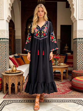 Frida embroidered long dress