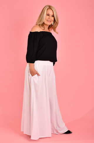 Fremantle rouched wide leg pants in white
