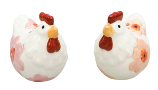 Poppy Chicken Salt & Pepper shakers Pink & Peach