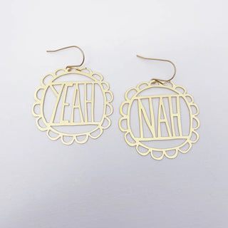 Denz + Co Yeah Nah Earrings in gold