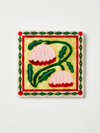 Bloom nouveau yellow square wall art